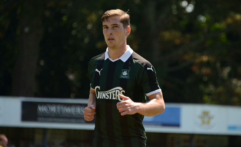 Conor Grant in the 2018/19 Plymouth Argyle home kit.