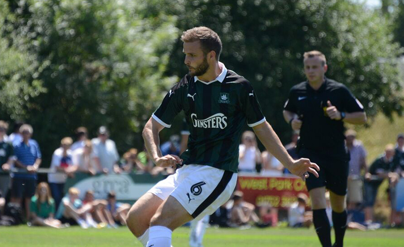 Jamie Ness in the 2018/19 Plymouth Argyle home kit.