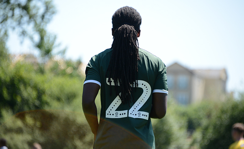Tafari Moore in the 2018/19 Plymouth Argyle home kit.
