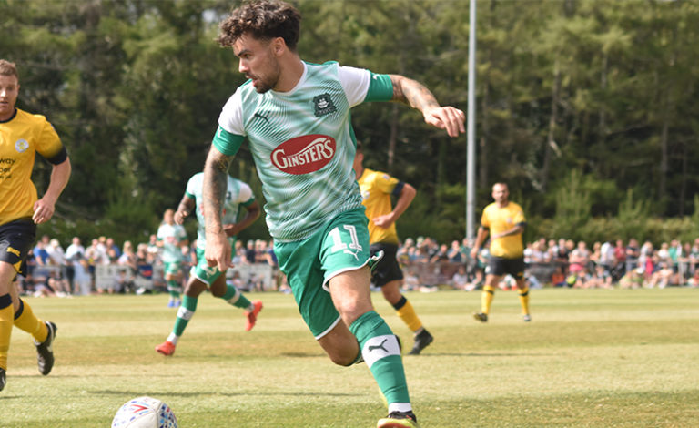 Dominic Telford in the 2019/20 Plymouth Argyle away kit.